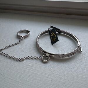 nOir Jewelry Door Knocker Silver Hand Chain Bracelet and Ring
